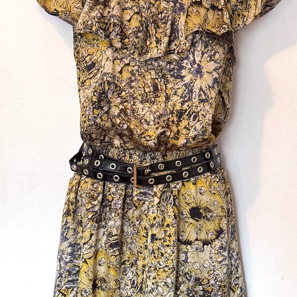 Allen B. By Allen Schwartz Abstract Print Dress Drop Shoulder Belted 8